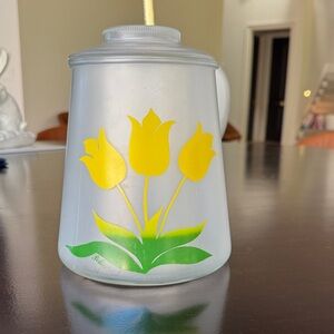 Vintage Bartlett Collins Yellow Tulip Glass Cookie Jar